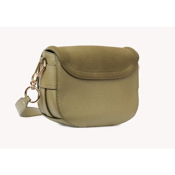 See by Chloe Mara Cross-Body Handbag Light Green Leather Suede Saddle Bag - Picture 2 of 16